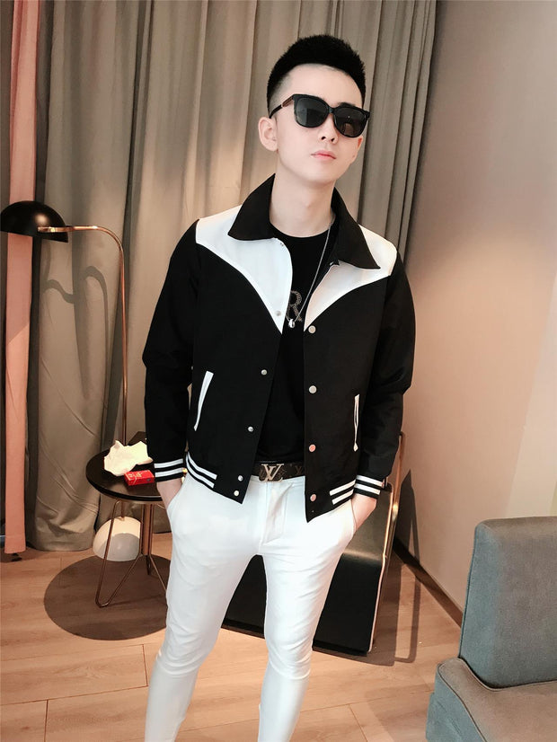 Short Jacket Men's Hit Color Handsome Fashion Baseball Uniform