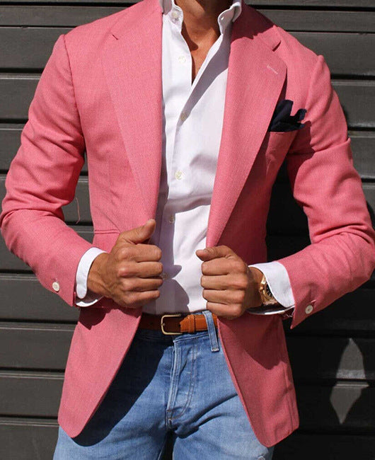 Light Business Men's Suit Printed Checks Coat